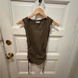 Good American Olive Ruched Tank Top